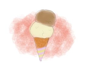 illustration material:ダブルのアイスクリーム/カラー(double ice cream/color)