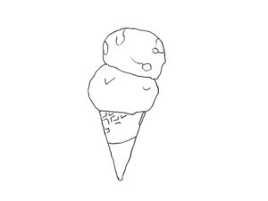 illustration material:ダブルのアイスクリーム/白黒(double ice cream/monochrome)