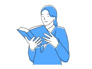 illustration material:厚い本を読む生徒/カラー(student reading a thick book/color)