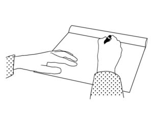 illustration material:ノートをとる生徒の手元/白黒(Hand of student taking notes/monochrome)