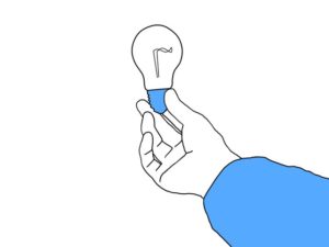 illustration material:電球を持つ生徒の手元/カラー(Student’s hand holding a light bulb/color)
