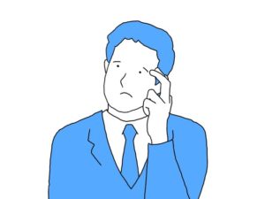 illustration material:額に指を当て考える生徒/カラー(Student thinking with finger on forehead/color)