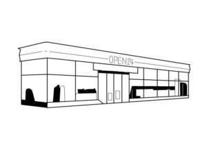 illustration material:コンビニエンスストア/白黒(convenience store/monochrome)