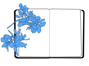 illustration material:ノートの上に植物がのっている/カラー(A plant is on top of the notebook/color)