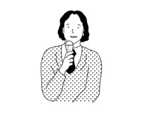 illustration material：アイスクリームを食べる生徒/白黒(student eating ice cream/monochrome)