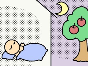 illustration material：中学校国語・ことわざ・果報は寝て待て/カラー(All things come to those who wait/color)